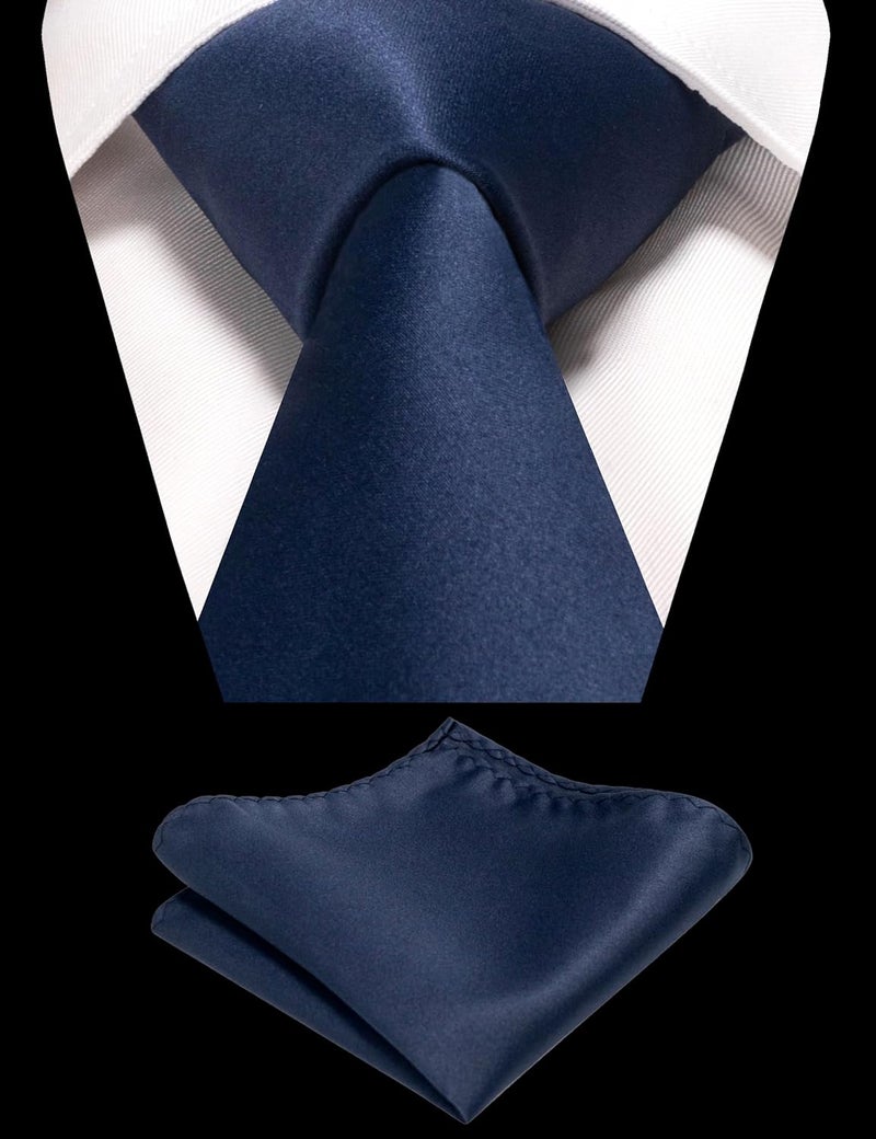 RBOCOTT Solid Color Tie and Pocket Square Hankerchief with Lapel Pin Set for Men - Image 2